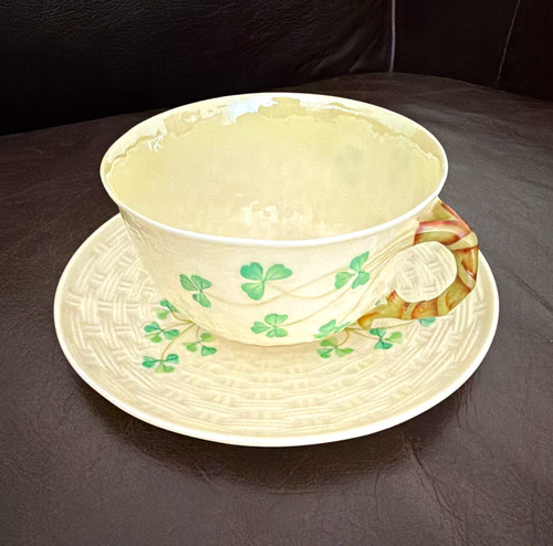 Belleek porcelain cup saucer - cup,